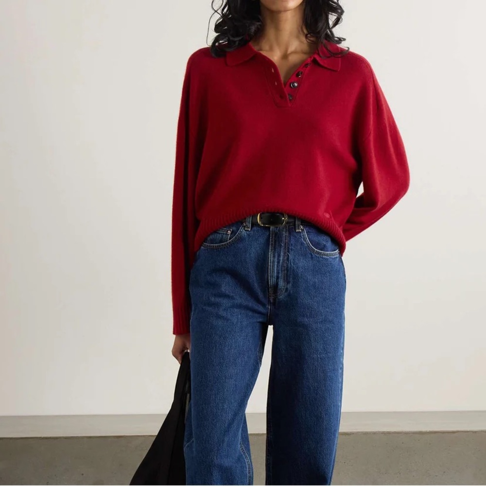 Loulou studio Homere Polo - red size M